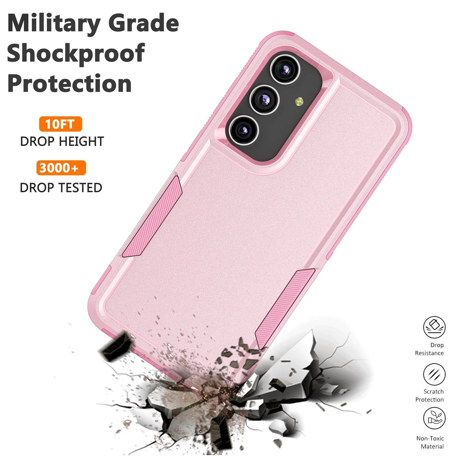 Galaxy S24/S24 Plus/S24 Ultra Heavy Duty Shockproof Dual Layer Rugged Full-Body Case - 2 in 1 Silicone Rubber Cover in Pink 2024