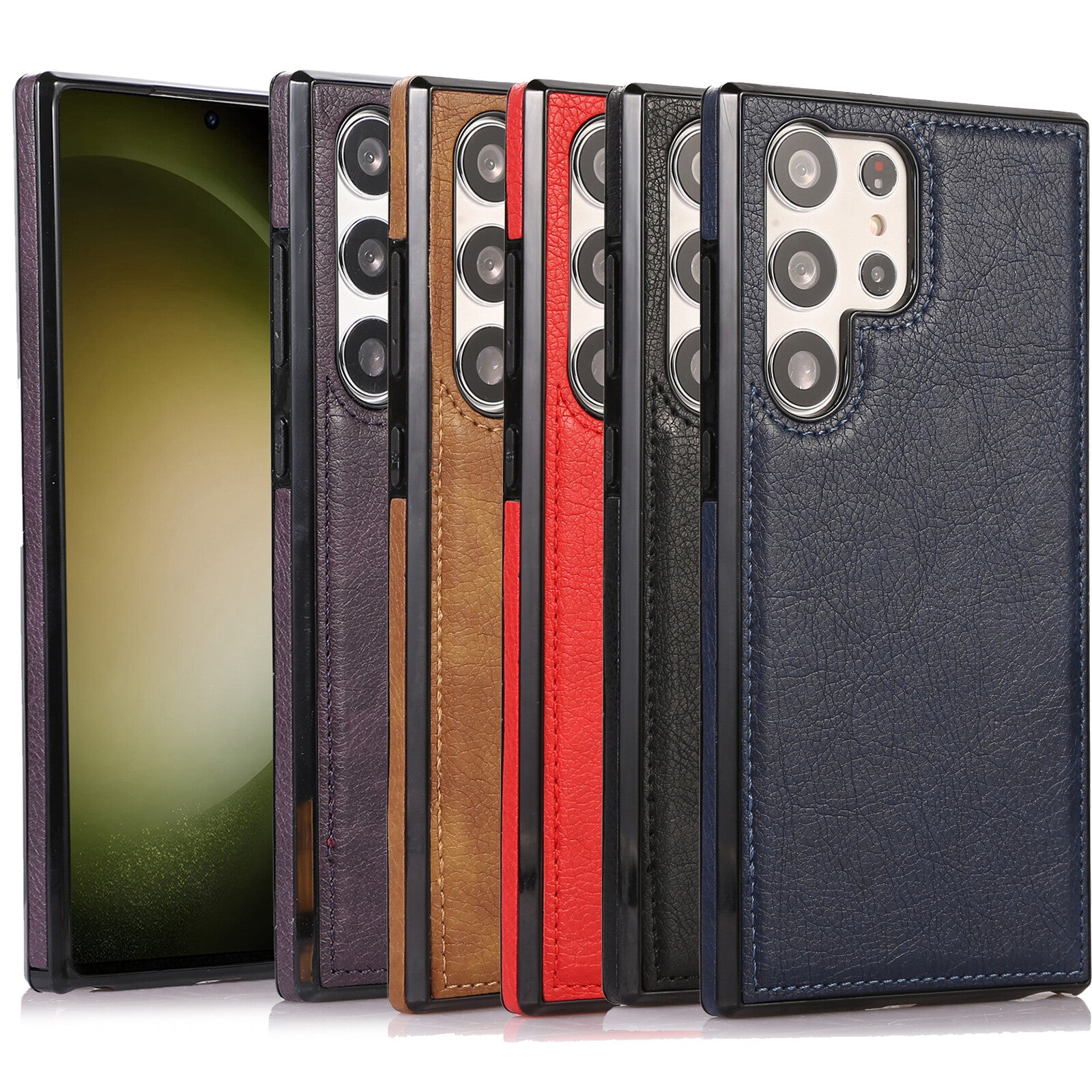 For Samsung Galaxy S24 S23 Ultra Slim Fit PU Leather TPU Bumper Shockproof Case