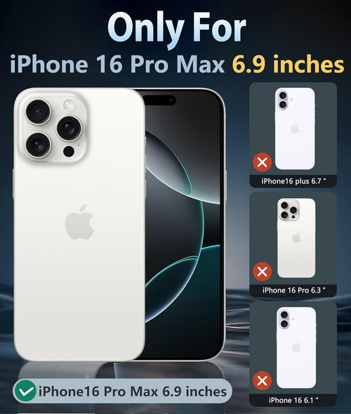 for Iphone 16 Pro-Max Case: Magnetic Military Grade Drop Protection anti Yellowing Cell Phone Cover - Rugged Shockproof Protective Bumper Transparent Cases(Clear)