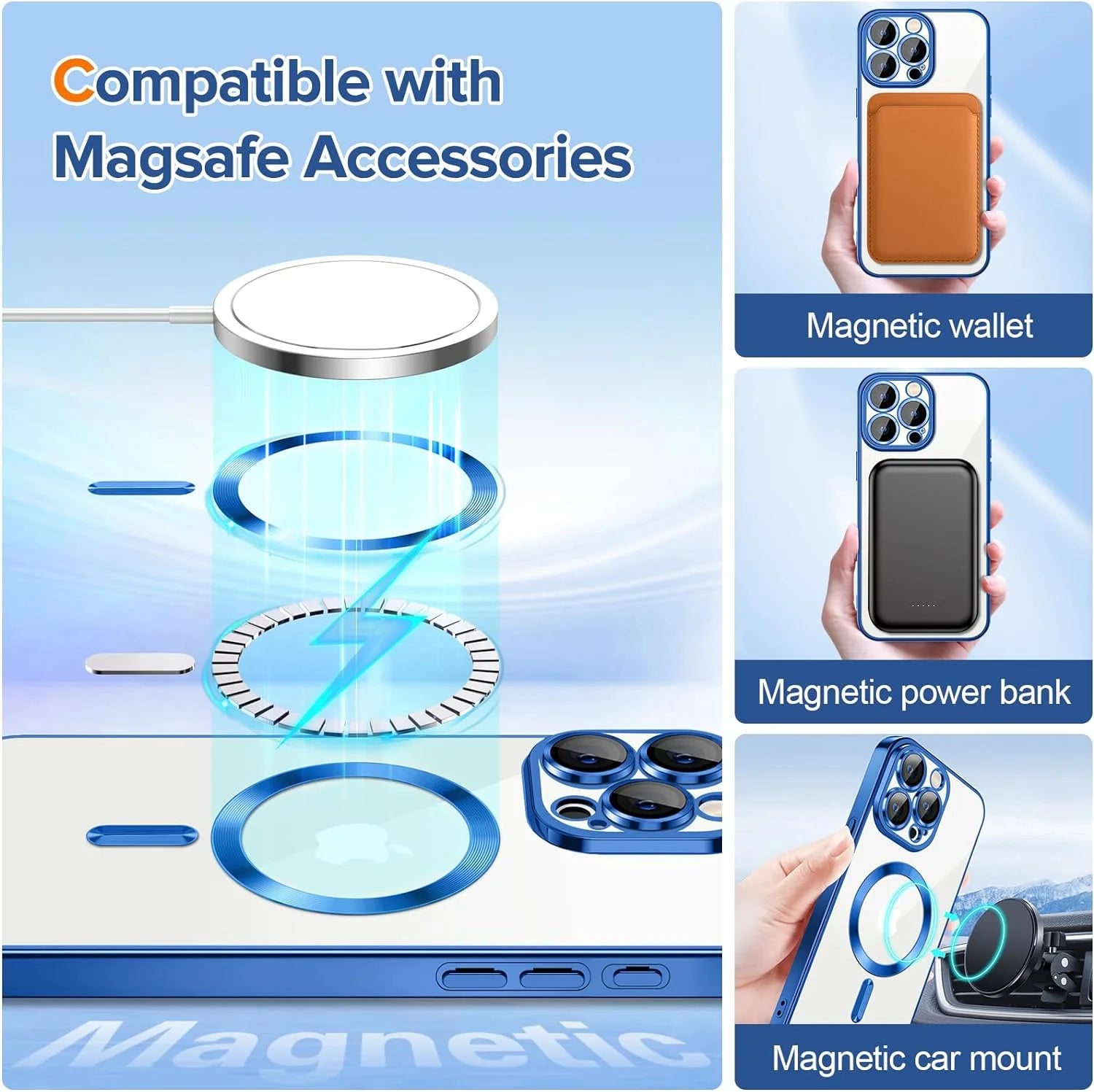 Slim Fit Transparent Magnetic Case for iPhone 13 Pro - Shockproof & Yellow Resistant Crystal Clear Design