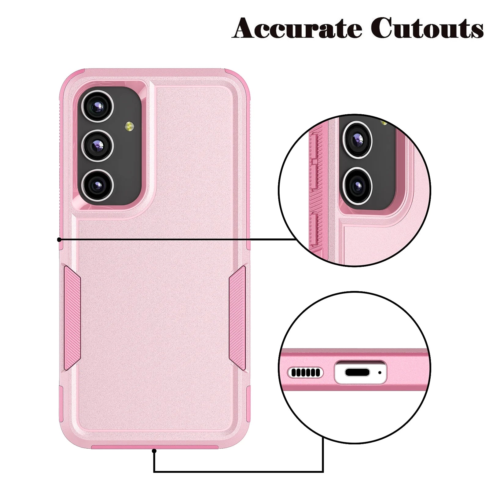 Galaxy S24/S24 Plus/S24 Ultra Heavy Duty Shockproof Dual Layer Rugged Full-Body Case - 2 in 1 Silicone Rubber Cover in Pink 2024